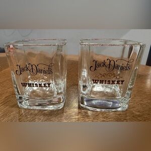 Vintage Jack Daniels Whiskey Glass Set of 2 - 8 ounce each - Square base